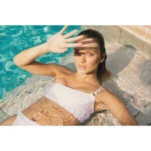 💕L*SPACE💕 Indiana Bikini Top ~ Gloss Gator Textured Glossy One Shoulder XL NWT